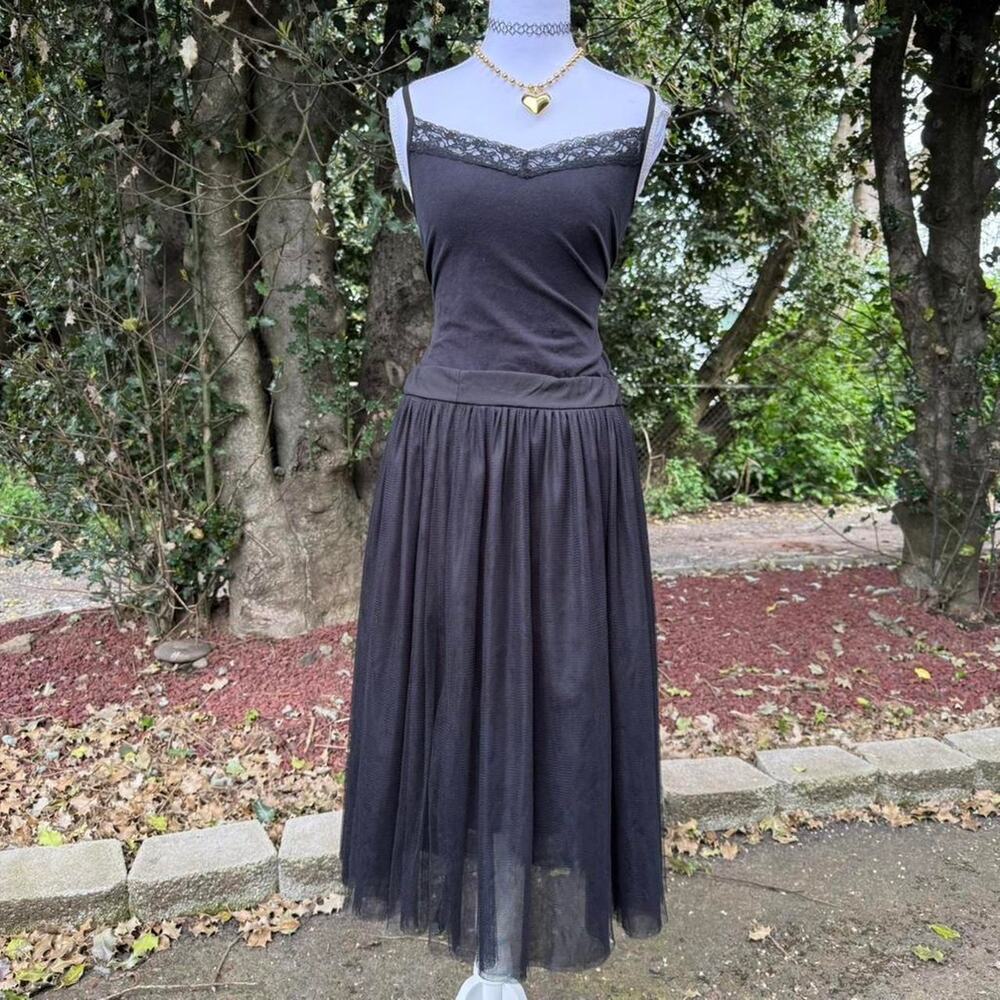 Gothic sheer black mesh midi